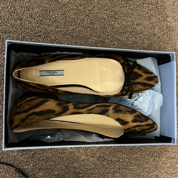 Prada Leopard Print Suede Ballet Flats. NWT. Size 38. - Picture 6 of 9